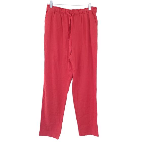 NEW Love Tree Linen Blend Pull On Pants Large Tomato Red, Lagnelook, Coastal - Picture 1 of 5